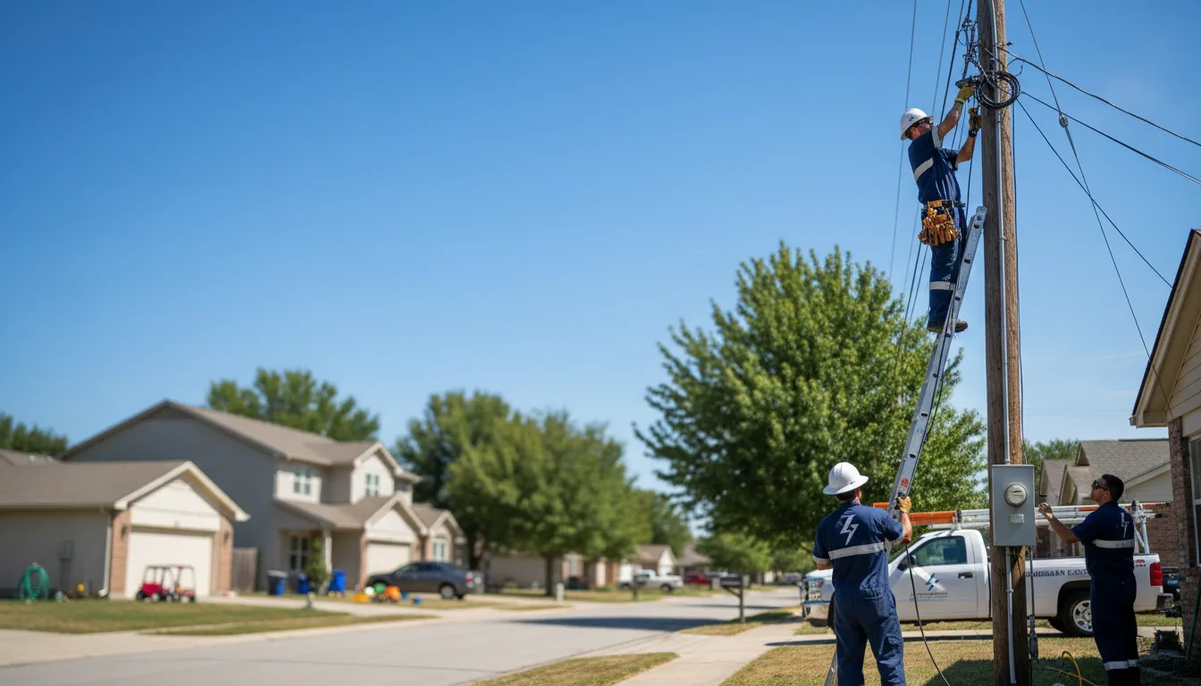 Residential electrician providing installation services in Hamshire, TX